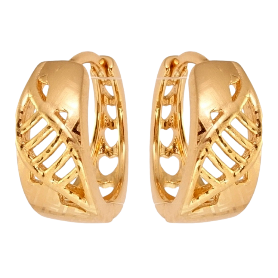 Серьги Xuping Позолота 18K колечки Резные листочки с меандровым узором напылением фото №1