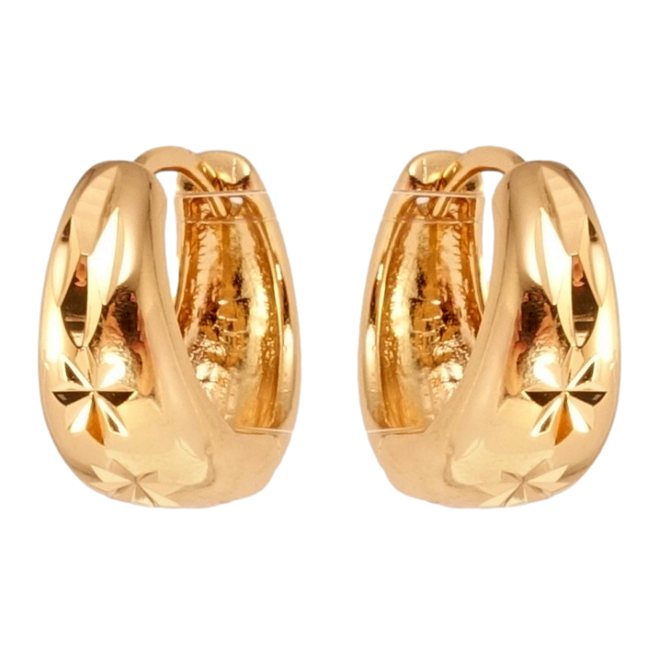 Серьги Xuping Позолота 18K колечки Корзинки с узором звездочки насечками фото №16