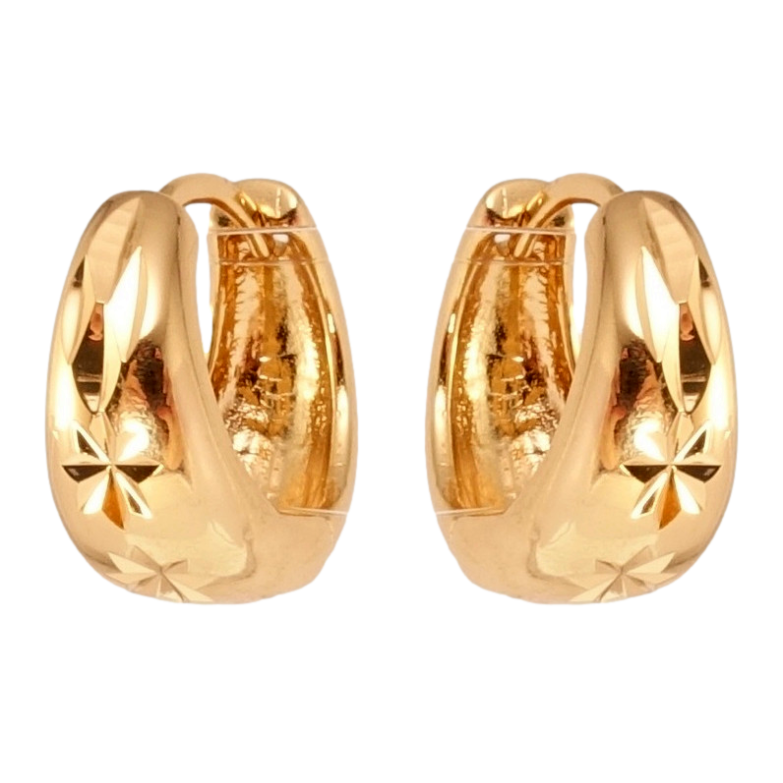 Серьги Xuping Позолота 18K колечки Корзинки с узором звездочки насечками фото №1