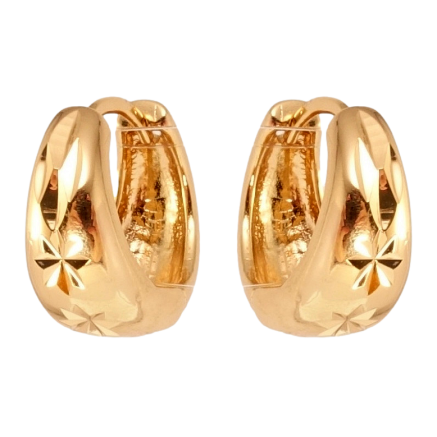 Серьги Xuping Позолота 18K колечки Корзинки с узором звездочки насечками фото №1