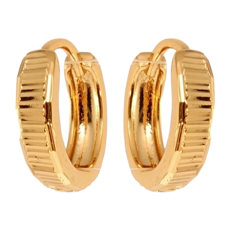 Серьги Xuping Позолота 18K колечки Полосатый узор насечками фото №11