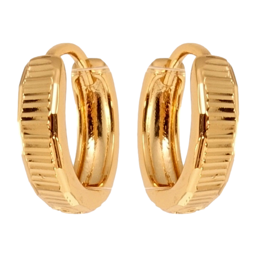 Серьги Xuping Позолота 18K колечки Полосатый узор насечками фото №1