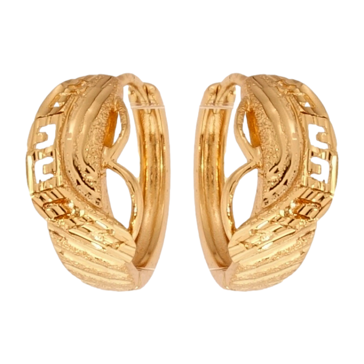 Серьги Xuping Позолота 18K колечки Фантазийный орнамент с шагренью и насечками фото №15