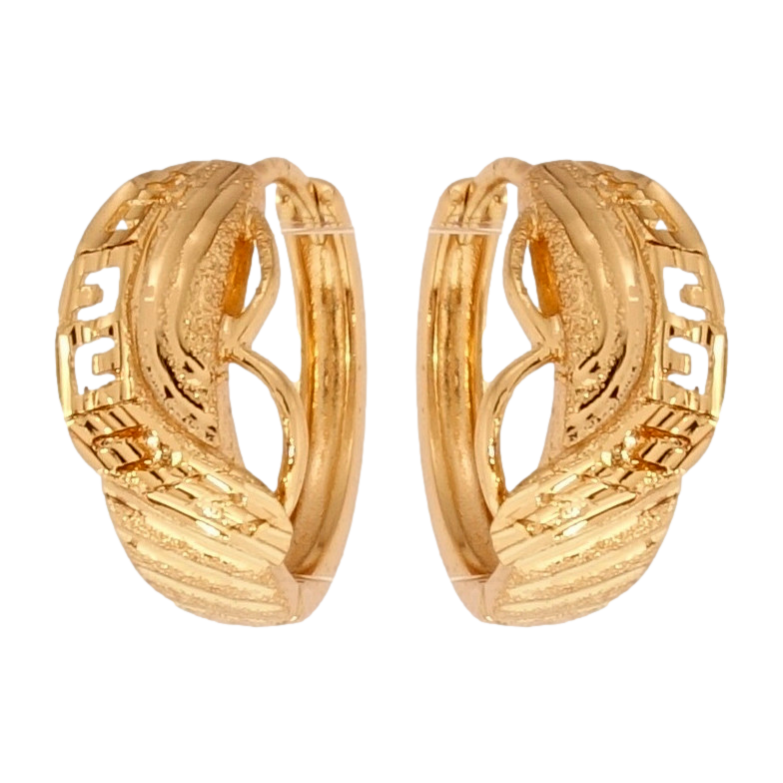 Серьги Xuping Позолота 18K колечки Фантазийный орнамент с шагренью и насечками фото №1