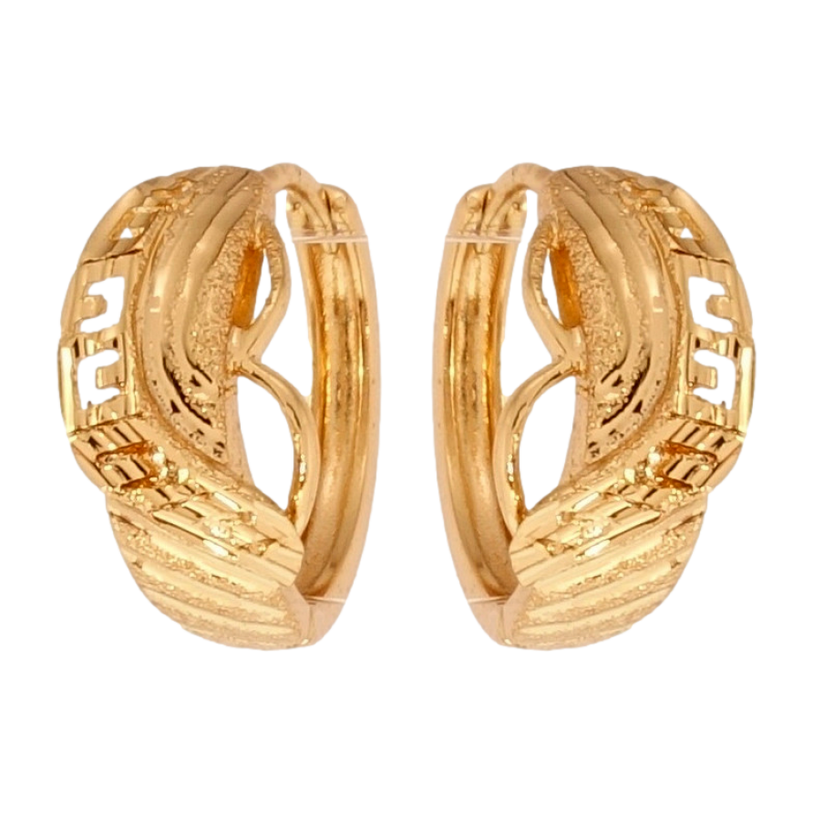 Серьги Xuping Позолота 18K колечки Фантазийный орнамент с шагренью и насечками фото №1