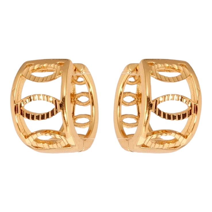 Серьги Xuping Позолота 18K колечки Широкие с резным узором фото №2