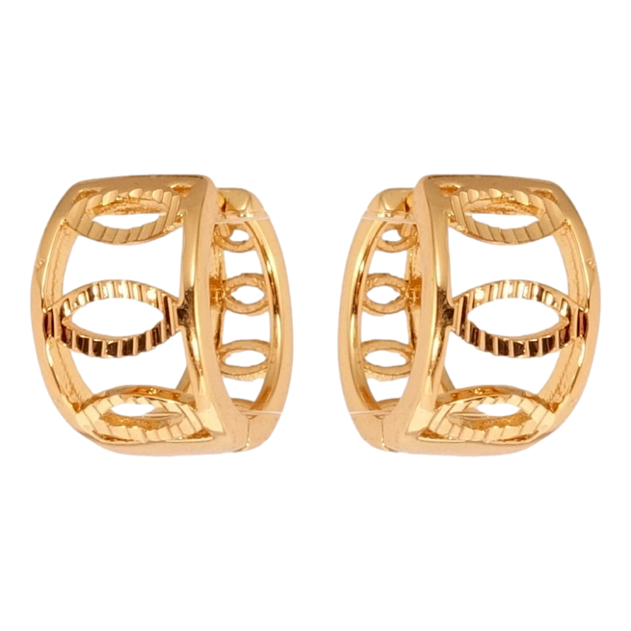 Серьги Xuping Позолота 18K колечки Широкие с резным узором фото №1