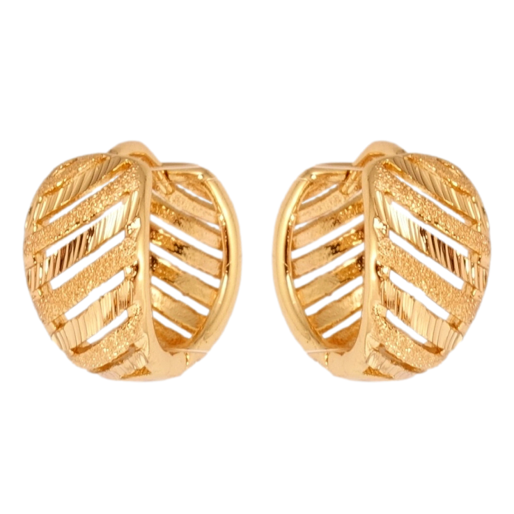 Серьги Xuping Позолота 18K колечки Диагональные вырезы с узором шагренью и насечками фото №21