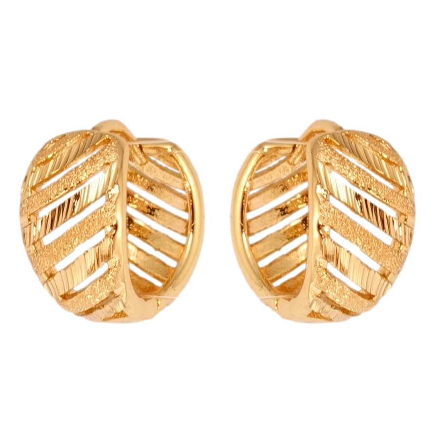 Серьги Xuping Позолота 18K колечки Диагональные вырезы с узором шагренью и насечками фото №1