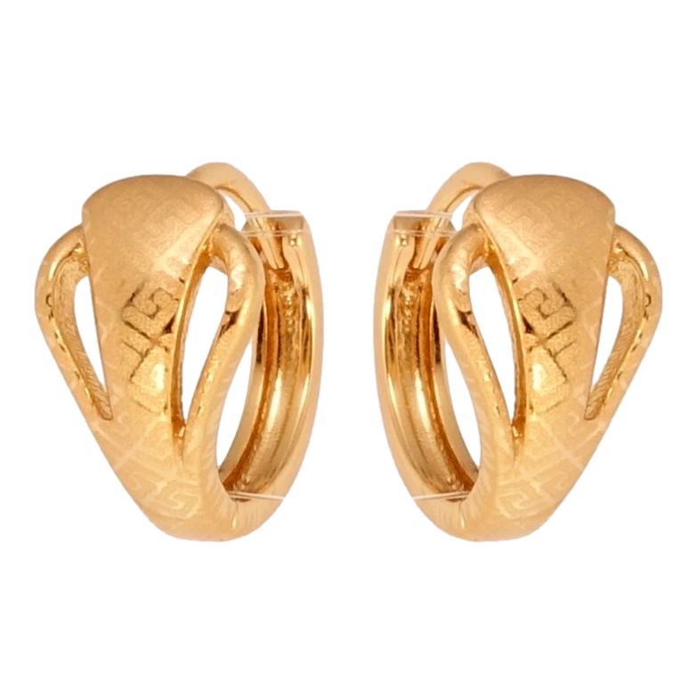 Серьги Xuping Позолота 18K колечки Символичный орнамент с меандровым узором напылением фото №1