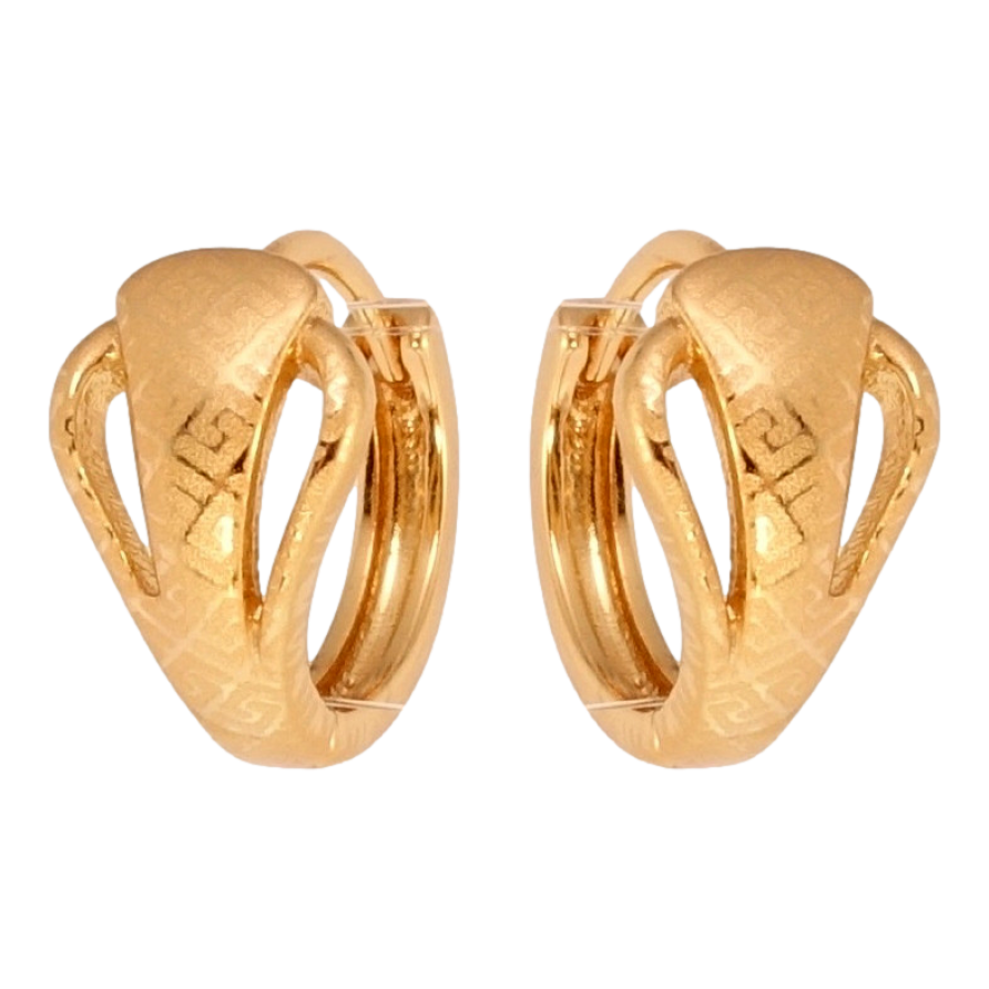 Серьги Xuping Позолота 18K колечки Символичный орнамент с меандровым узором напылением фото №1