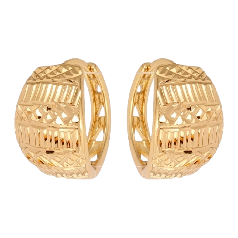 Серьги Xuping Позолота 18K колечки Декоративный орнамент насечками фото №1