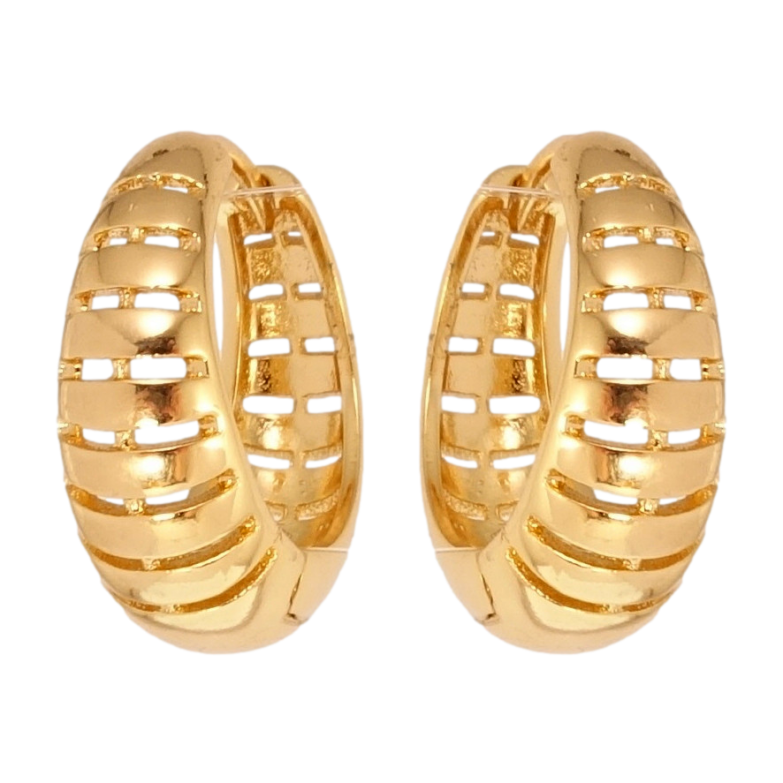Сережки Xuping Позолота 18K колечка Об'ємні колечка зі смугастим візерунком фото №1