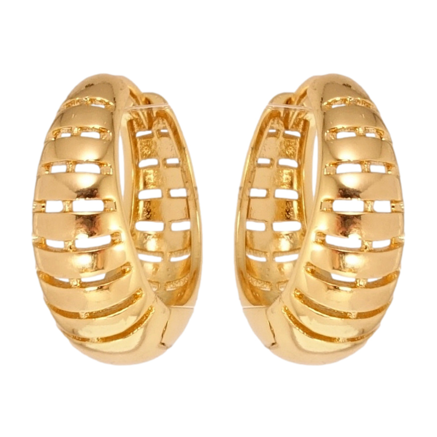 Серьги Xuping Позолота 18K колечки Объемные кольца с полосатым узором фото №1