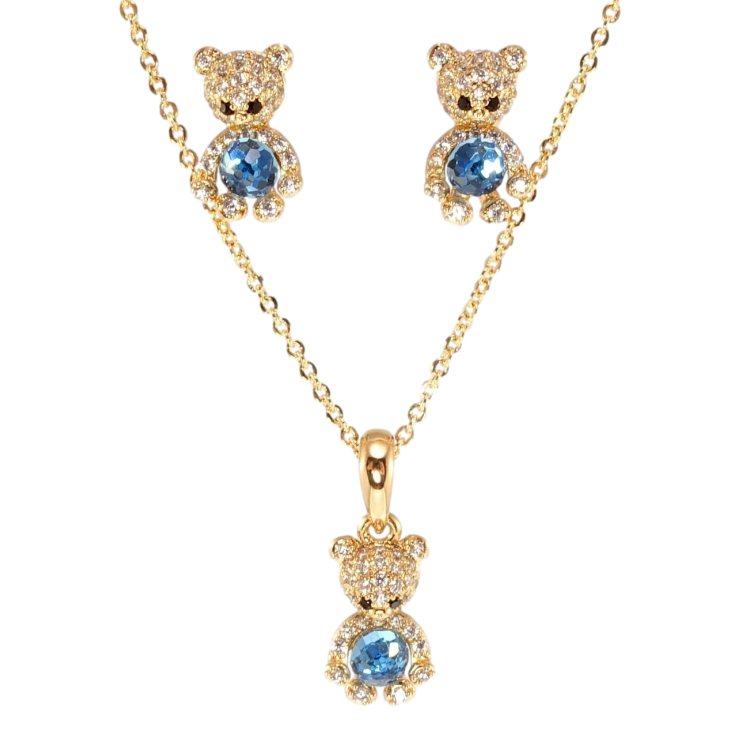 Набір Xuping колір 18K з кр-ми Swarovski Сережки Кулон на ланцюжку Ведмедики з кр-ми Aquamarine довжина 44,5см х фото №21