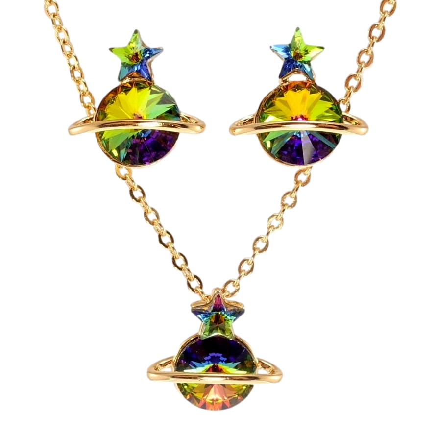 Набір Xuping колір 18K з кр-ми Swarovski Сережки Кулон на ланцюжку Кристали Vitrail Medium довжина 40-45см х фото №1