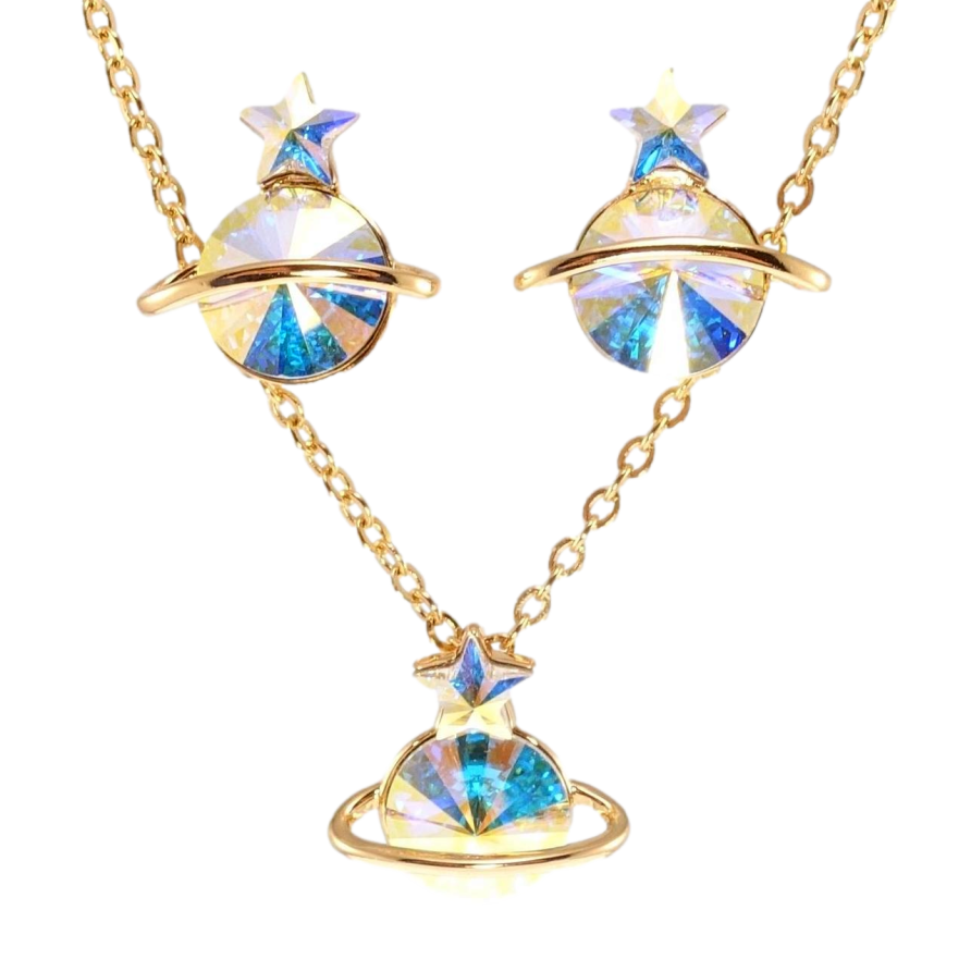 Набір Xuping колір 18K з кр-ми Swarovski Сережки Кулон на ланцюжку Кристали АВ довжина 40-45см х 2мм фото №1