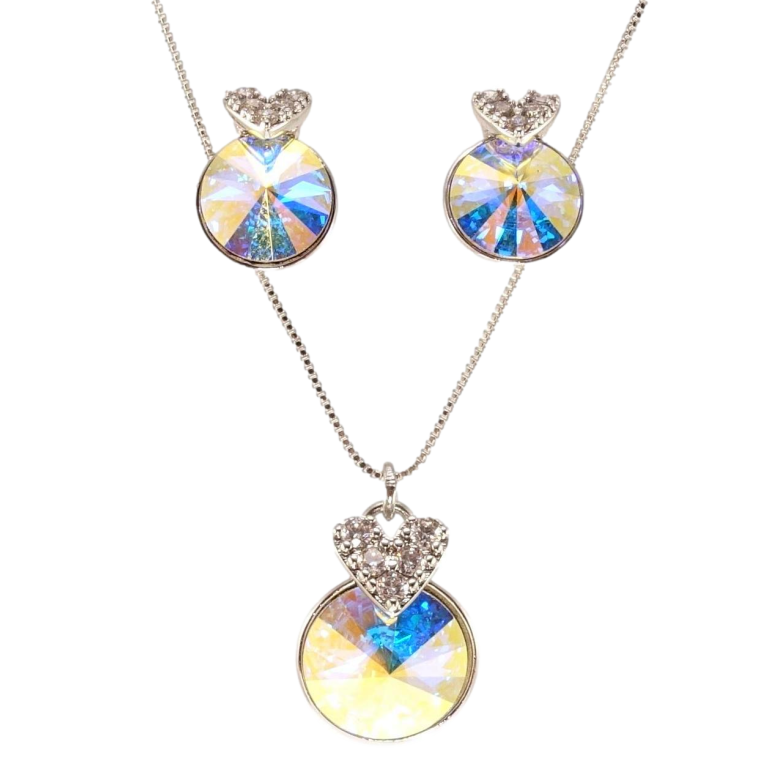 Набір Xuping колір Родій з кр-ми Swarovski Сережки Кулон на ланцюжку Кр-ми АВ 45см х 1; к.ø 12мм. с.ø 9мм фото №1