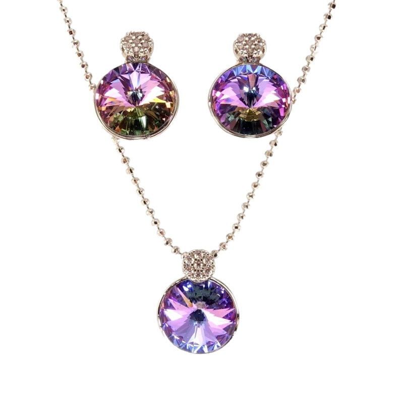 Набір Xuping колір Родій з кр-ми Swarovski Сережки Кулон на ланцюжку Кр-vb Paradise Shimmer дл.40-45см х 1; ø фото №1