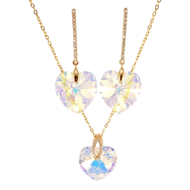 Набір Xuping колір 18K з кр-ми Swarovski Сережки Кулон на ланцюжку Сердечки Shimmer довжина 40-45см фото №25