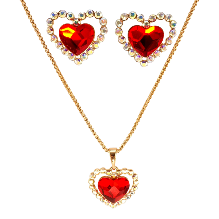 Набір Xuping колір 18K з кр-ми Swarovski Сережки Кулон на ланцюжку Сердечки з кр-в АВ та Siam довжина 40-45см фото №11