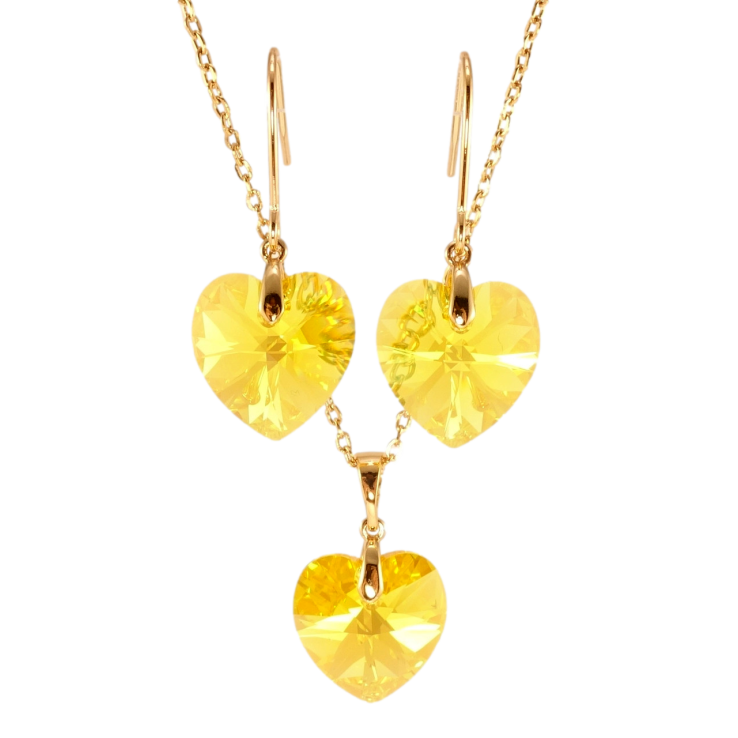 Набір Xuping колір 18K з кр-ми Swarovski Сережки Кулон на ланцюжку Сердечки Citrine довжина 40-45см х 1мм фото №4