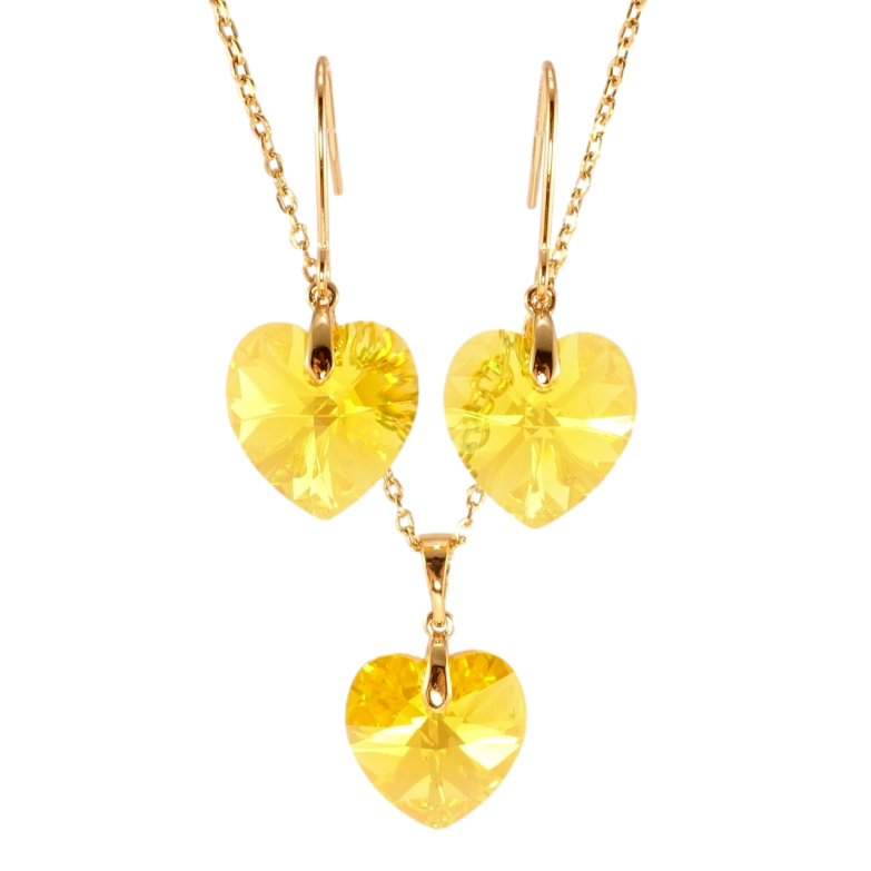 Набор Xuping цвет 18K с кр-ми Swarovski Серьги Кулон на цепочке Сердечки Citrine длина 40-45см х 1мм фото №2