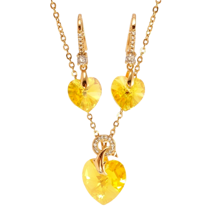 Набір Xuping колір 18K з кр-ми Swarovski Сережки Кулон на ланцюжку Сердечки Buttercup довжина 40-45см фото №8