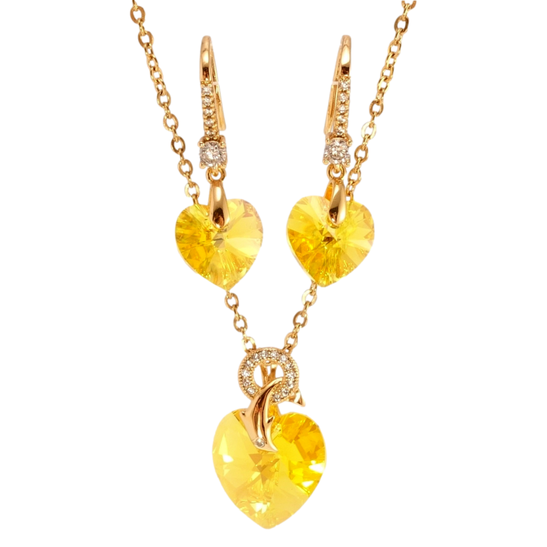 Набор Xuping цвет 18K с кр-ми Swarovski Серьги Кулон на цепочке Сердечки Buttercup длина 40-45см фото №9