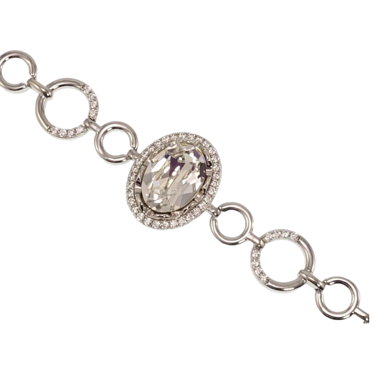 Браслет Xuping колір Родій з кр-ми Swarovski Clear в обрамленні кристалів довжина з доп.замком 17.5,19,5см х 8-12мм фото №6