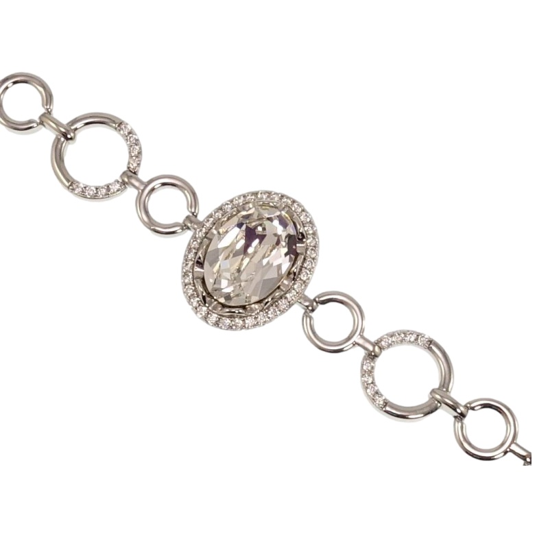 Браслет Xuping колір Родій з кр-ми Swarovski Clear в обрамленні кристалів довжина з доп.замком 17.5,19,5см х 8-12мм фото №1