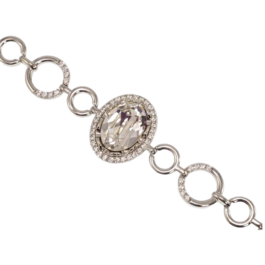 Браслет Xuping колір Родій з кр-ми Swarovski Clear в обрамленні кристалів довжина з доп.замком 17.5,19,5см х 8-12мм фото №1