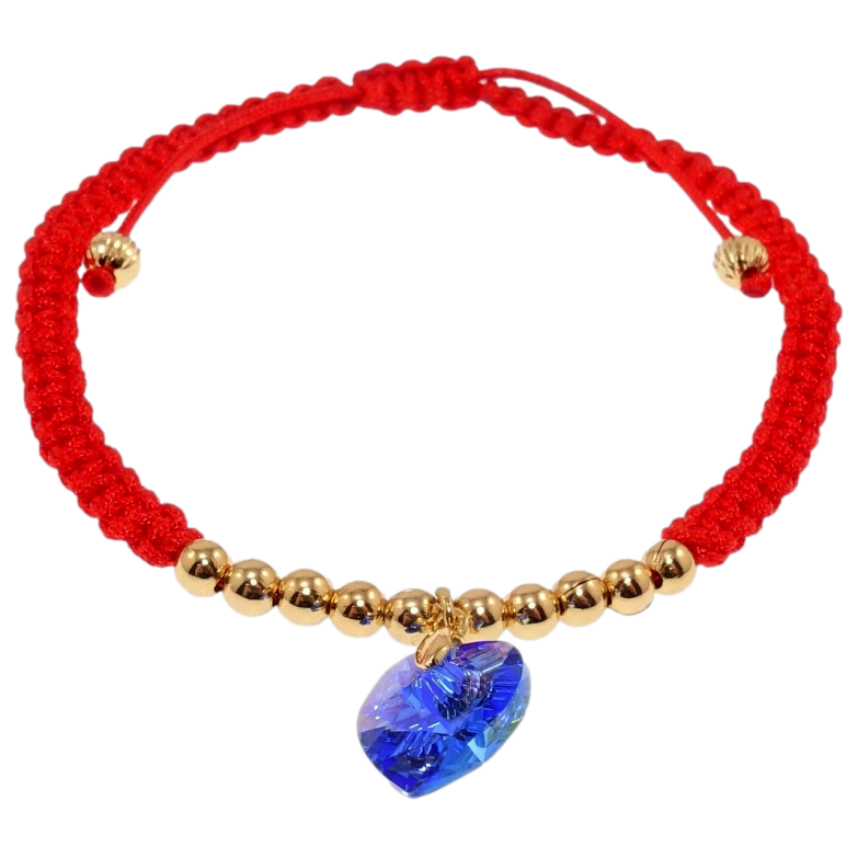 Браслет Xuping QQMM цвет 18K с кр-ми Swarovski Красный шнур с синим кристаллом на затяжке 17-23см х 5мм фото №19