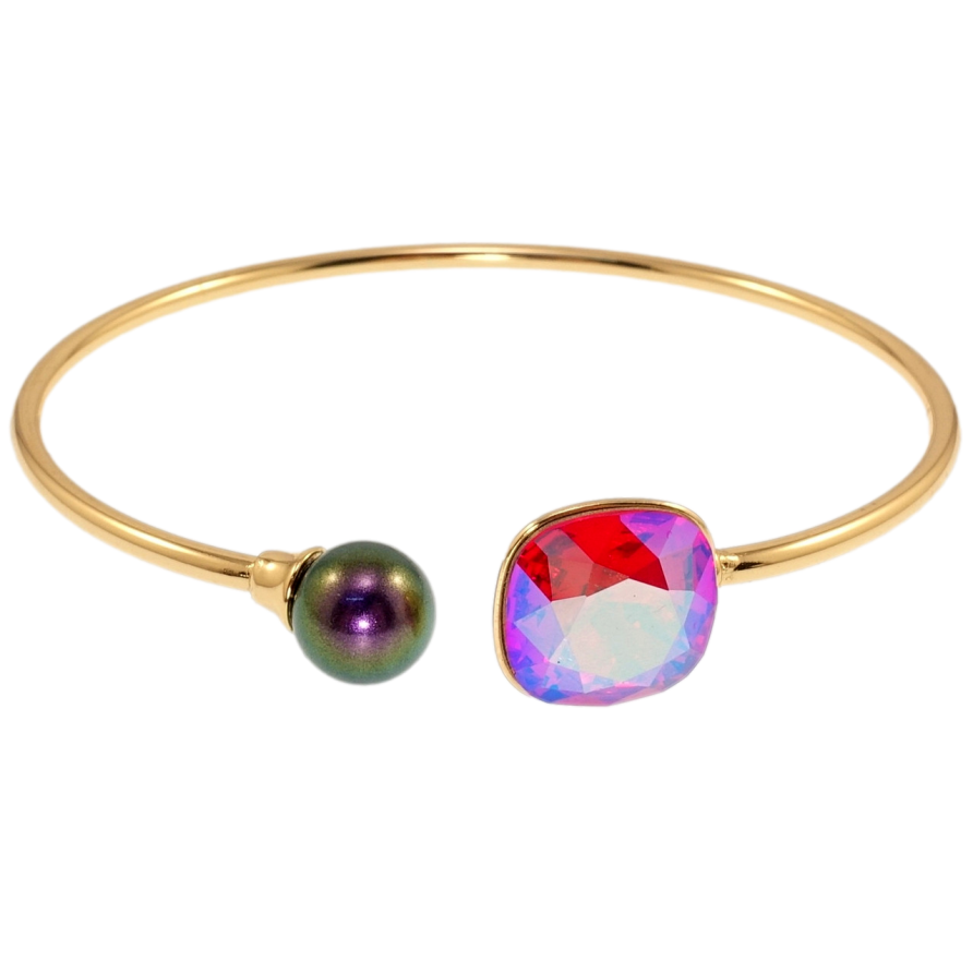 Браслет Xuping цвет 18K с кр-ми Swarovski Черная жемчужина с кристаллом Light Siam Shimmer ø 6см фото №1