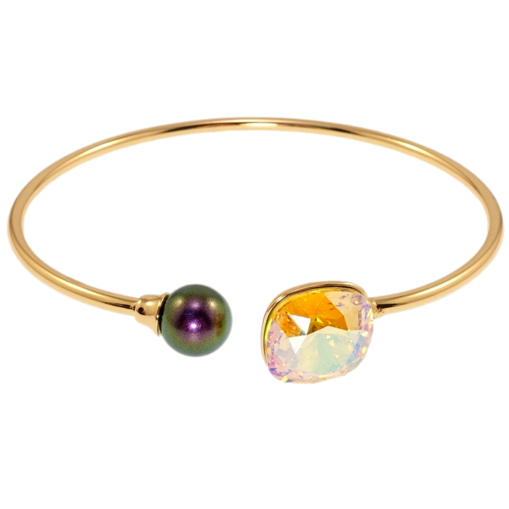 Браслет Xuping цвет 18K с кр-ми Swarovski Черная жемчужина с кристаллом Citrine Shimmer ø 6см фото №10
