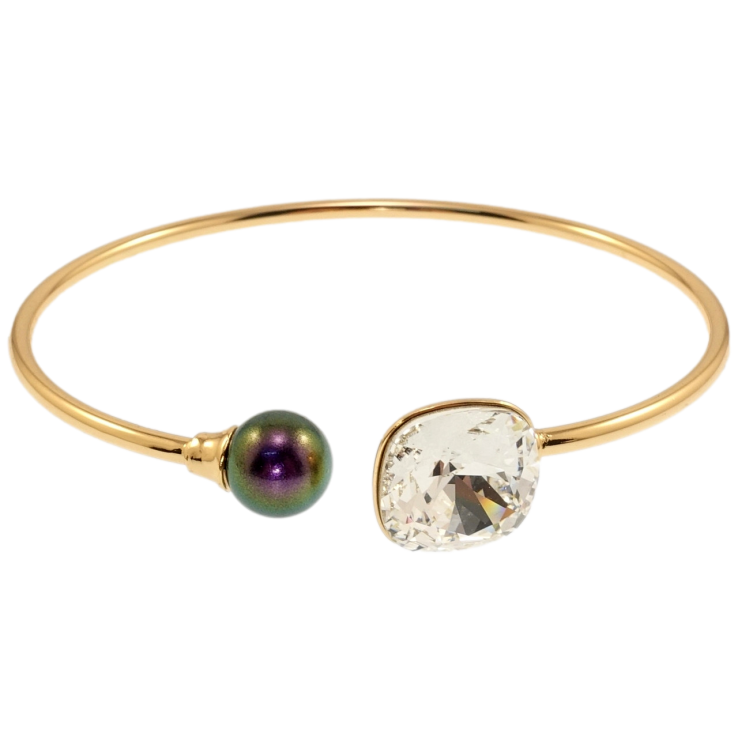 Браслет Xuping цвет 18K с кр-ми Swarovski Черная жемчужина с кристаллом Clear ø 6см фото №9