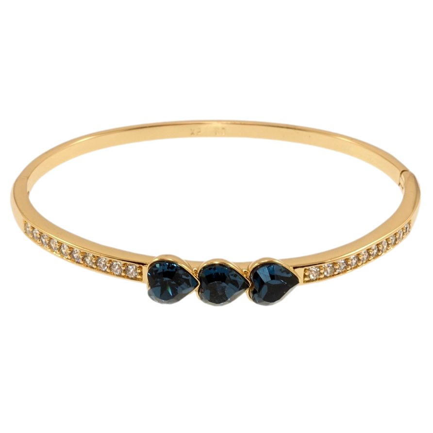 Браслет Xuping цвет 18K с кр-ми Swarovski Дорожка кристаллов с тремя сердечками Montana ø 6см фото №1