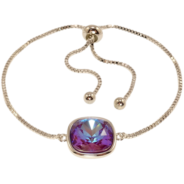 Браслет Xuping колір Родій з кр-ми Swarovski Ланцюжок зі вставкою кр-лл Burgundy Delite, 9х9мм на бігунці 12-25см х фото №15