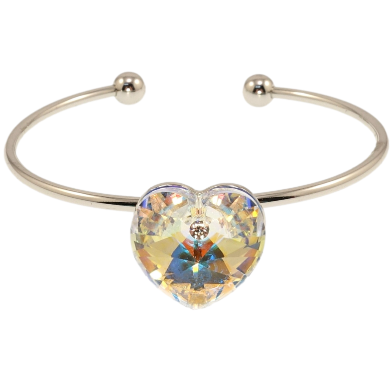 Браслет Xuping цвет Родий с кр-ми Swarovski Кристальное сердце Shimmer ø 5,5см фото №1