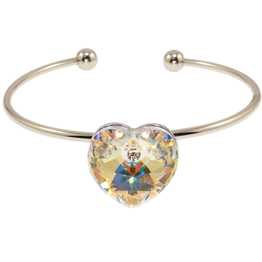 Браслет Xuping цвет Родий с кр-ми Swarovski Кристальное сердце Shimmer ø 5,5см фото №1