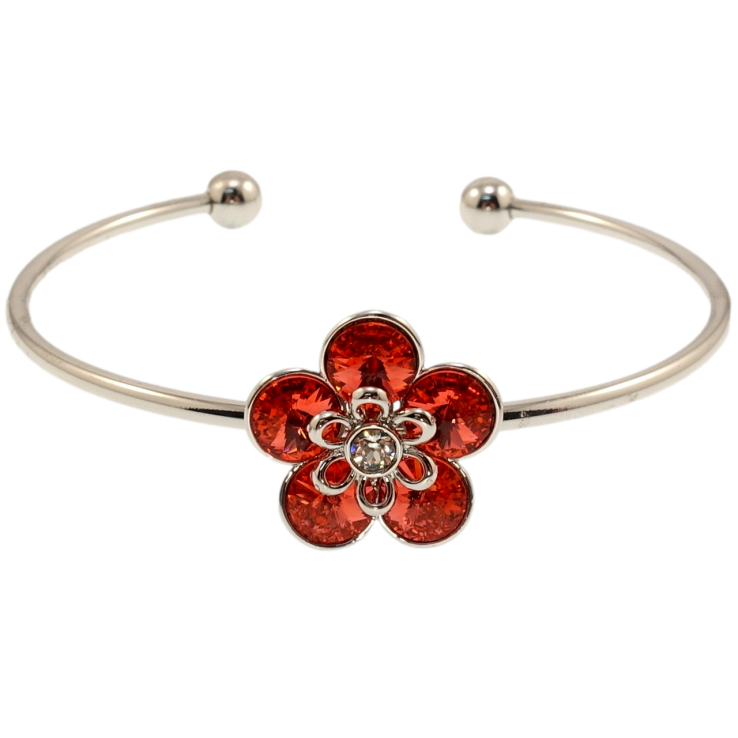 Браслет Xuping цвет Родий с кр-ми Swarovski Цветок кристаллы Light Siam ø 5,5см фото №3