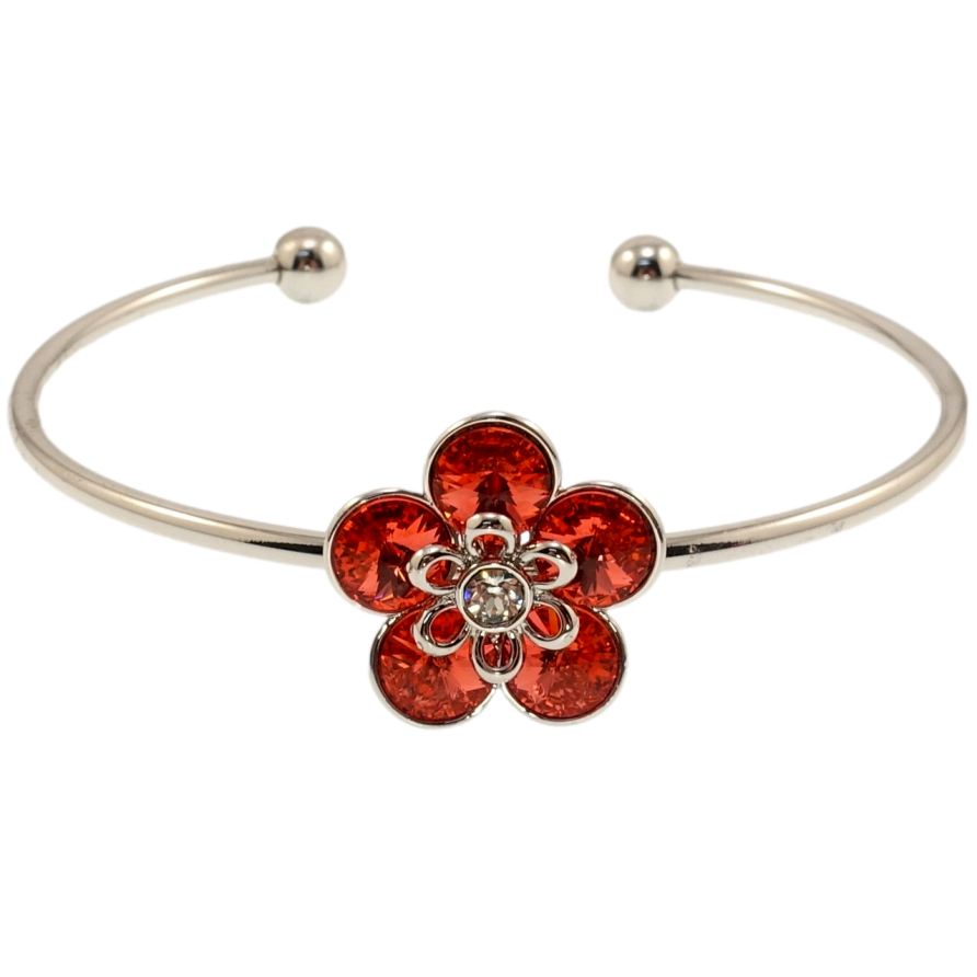 Браслет Xuping цвет Родий с кр-ми Swarovski Цветок кристаллы Light Siam ø 5,5см фото №1