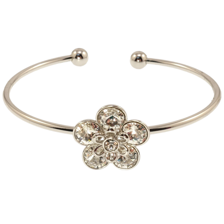 Браслет Xuping цвет Родий с кр-ми Swarovski Цветок кристаллы Clear ø 5,5см фото №4