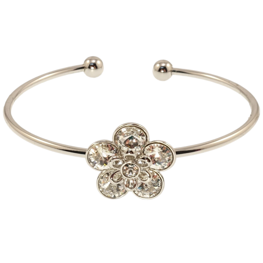 Браслет Xuping цвет Родий с кр-ми Swarovski Цветок кристаллы Clear ø 5,5см фото №1