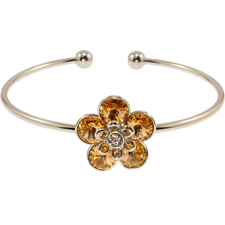 Браслет Xuping цвет Родий с кр-ми Swarovski Цветок кристаллы Topaz ø 5,5см фото №12