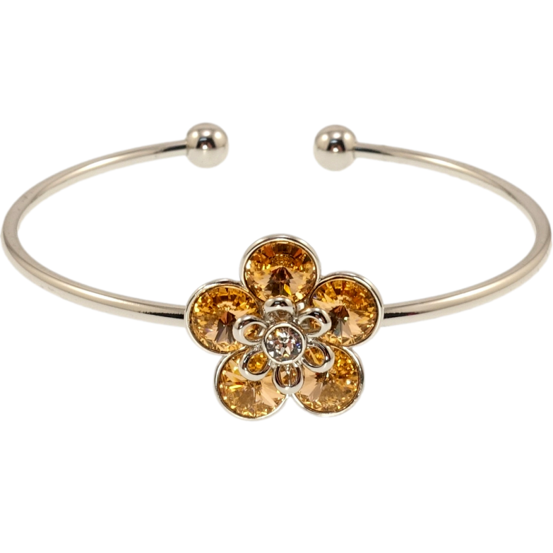 Браслет Xuping цвет Родий с кр-ми Swarovski Цветок кристаллы Topaz ø 5,5см фото №1