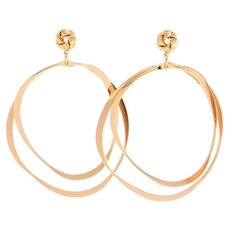 Серьги Xuping M&L Цвет 18K пусеты Двойные кольца узор на одну сторону фото №7