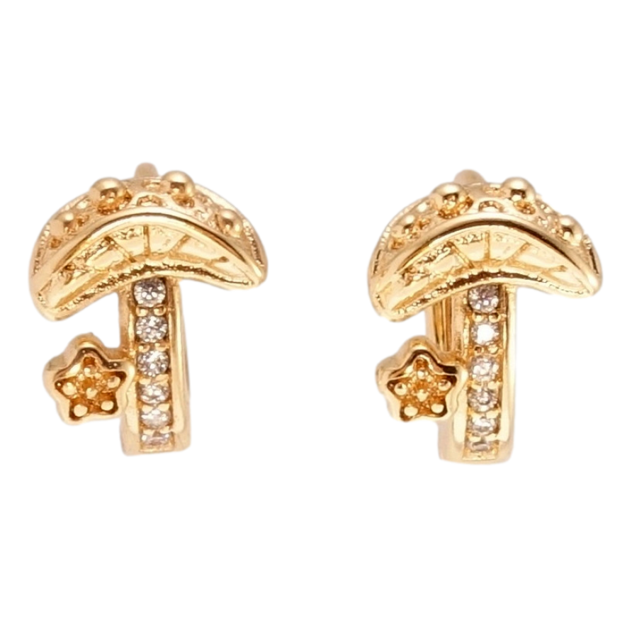 Серьги Xuping M&L Цвет 18K колечки Грибочки узор на одну сторону фото №1