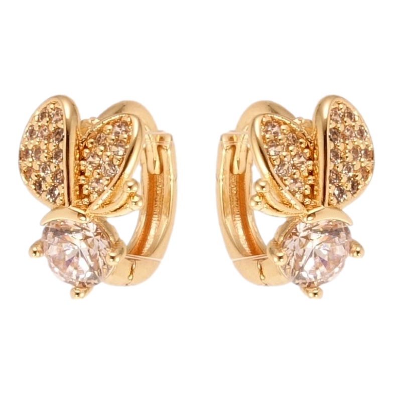 Серьги Xuping M&L Цвет 18K колечки Бабочка на кристалле фото №1