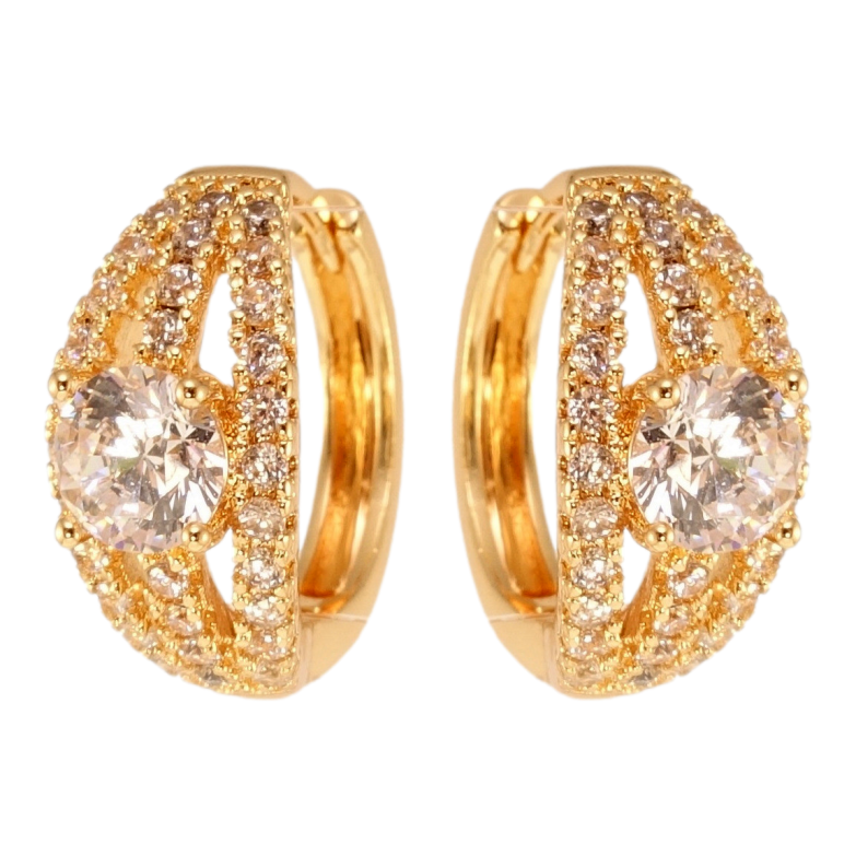 Сережки Xuping M&L Колір 18K колечка Дорожки цирконію з великим фіанітом фото №1